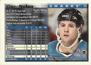 1995-96 Bowman #58 Owen Nolan Back