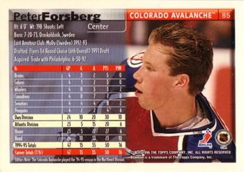 1995-96 Bowman #85 Peter Forsberg Back