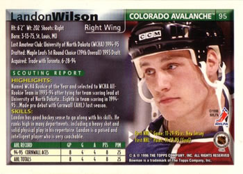 1995-96 Bowman #95 Landon Wilson Back