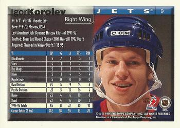 1995-96 Bowman #9 Igor Korolev Back