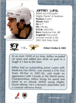 2003-04 In The Game VIP #2 Joffrey Lupul Back