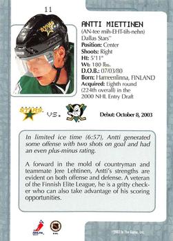 2003-04 In The Game VIP #11 Antti Miettinen Back
