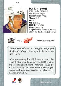 2003-04 In The Game VIP #20 Dustin Brown Back
