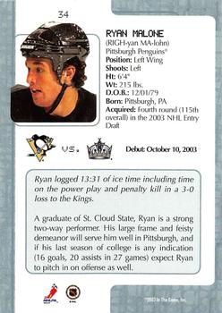 2003-04 In The Game VIP #34 Ryan Malone Back