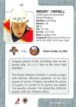 2003-04 In The Game VIP #46 Gregory Campbell Back