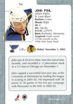2003-04 In The Game VIP #54 John Pohl Back