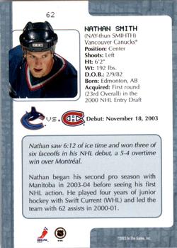 2003-04 In The Game VIP #62 Nathan Smith Back