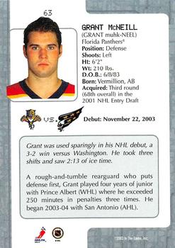 2003-04 In The Game VIP #63 Grant McNeill Back