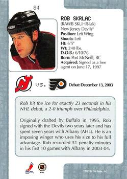 2003-04 In The Game VIP #84 Rob Skrlac Back