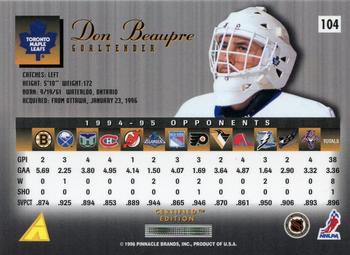 1995-96 Select Certified #104 Don Beaupre Back