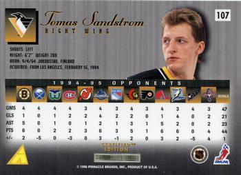 1995-96 Select Certified #107 Tomas Sandstrom Back
