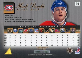 1995-96 Select Certified #10 Mark Recchi Back