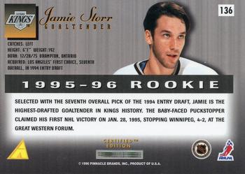 1995-96 Select Certified #136 Jamie Storr Back