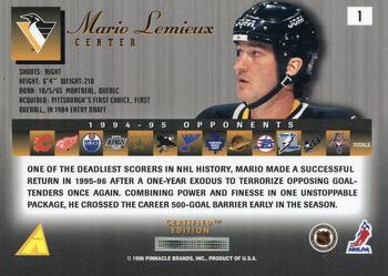 1995-96 Select Certified #1 Mario Lemieux Back