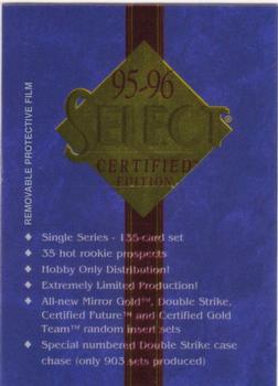 1995-96 Select Certified #NNO 95-96 Select Certified Edition Title Card Front