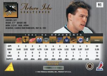 1995-96 Select Certified #91 Arturs Irbe Back