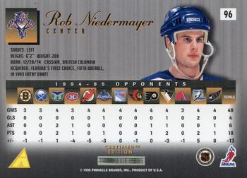 1995-96 Select Certified #96 Rob Niedermayer Back