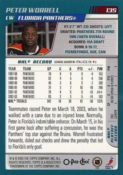 2003-04 O-Pee-Chee - Gold #135 Peter Worrell  Back