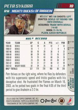 2003-04 O-Pee-Chee - Red #18 Petr Sykora  Back