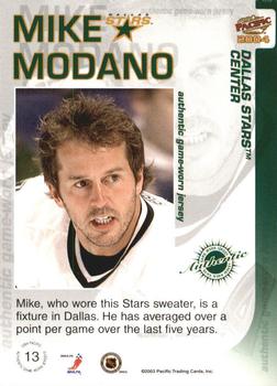 2003-04 Pacific - Jerseys Gold #13 Mike Modano Back