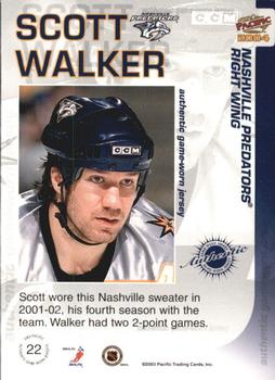 2003-04 Pacific - Jerseys Gold #22 Scott Walker Back