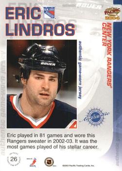 2003-04 Pacific - Jerseys Gold #26 Eric Lindros Back