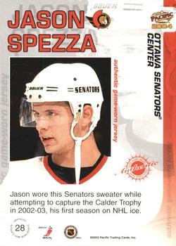 2003-04 Pacific - Jerseys Gold #28 Jason Spezza Back