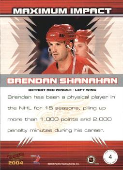 2003-04 Pacific - Maximum Impact #4 Brendan Shanahan Back