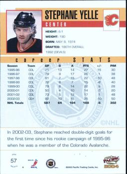 2003-04 Pacific - Red #57 Stephane Yelle Back