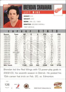 2003-04 Pacific - Red #126 Brendan Shanahan Back