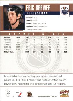 2003-04 Pacific - Red #129 Eric Brewer Back