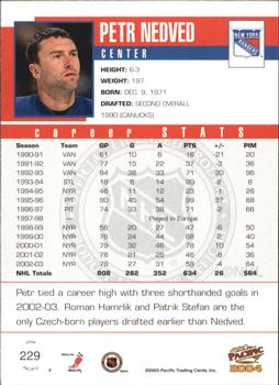 2003-04 Pacific - Red #229 Petr Nedved Back
