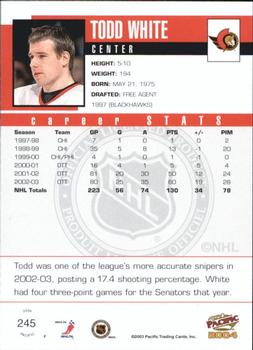2003-04 Pacific - Red #245 Todd White Back