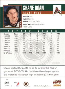 2003-04 Pacific - Red #261 Shane Doan Back