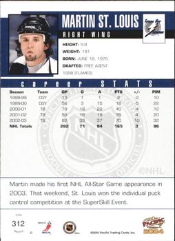 2003-04 Pacific - Red #312 Martin St. Louis Back