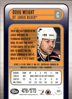 2003-04 Pacific Calder - Silver #85 Doug Weight Back