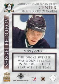 2003-04 Pacific Crown Royale - Game-Worn Jerseys (Hobby) #1 Sergei Fedorov Back
