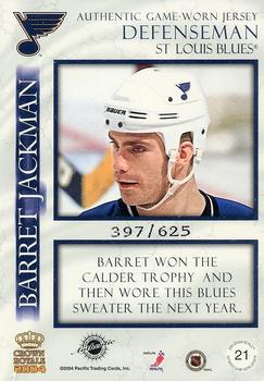 2003-04 Pacific Crown Royale - Game-Worn Jerseys (Hobby) #21 Barret Jackman Back
