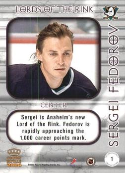 2003-04 Pacific Crown Royale - Lords of the Rink #1 Sergei Fedorov Back