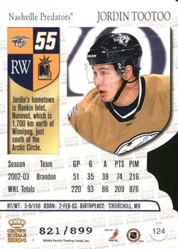 2003-04 Pacific Crown Royale - Retail #124 Jordin Tootoo Back