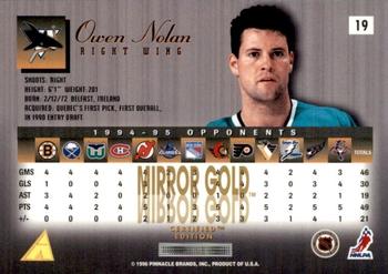 1995-96 Select Certified - Mirror Gold #19 Owen Nolan  Back