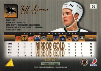 1995-96 Select Certified - Mirror Gold #56 Jeff Friesen Back