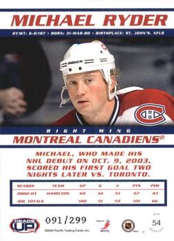 2003-04 Pacific Heads Up - Hobby LTD #54 Michael Ryder Back