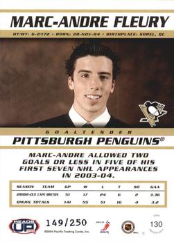 2003-04 Pacific Heads Up - Hobby LTD #130 Marc-Andre Fleury Back