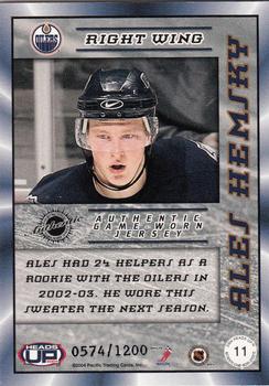 2003-04 Pacific Heads Up - Game-Worn Jerseys #11 Ales Hemsky Back