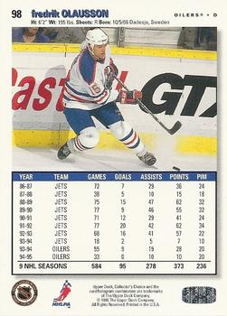 1995-96 Collector's Choice #98 Fredrik Olausson Back
