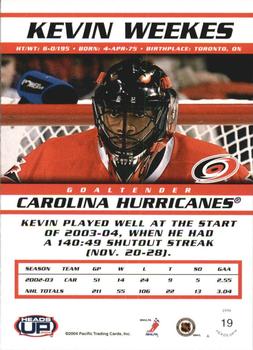2003-04 Pacific Heads Up - Retail LTD #19 Kevin Weekes Back