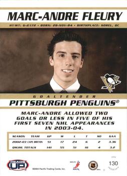 2003-04 Pacific Heads Up - Retail LTD #130 Marc-Andre Fleury Back