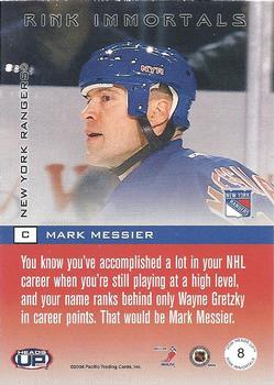 2003-04 Pacific Heads Up - Rink Immortals #8 Mark Messier Back