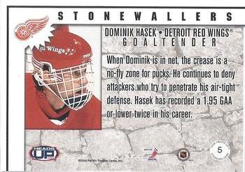 2003-04 Pacific Heads Up - Stonewallers #5 Dominik Hasek Back
